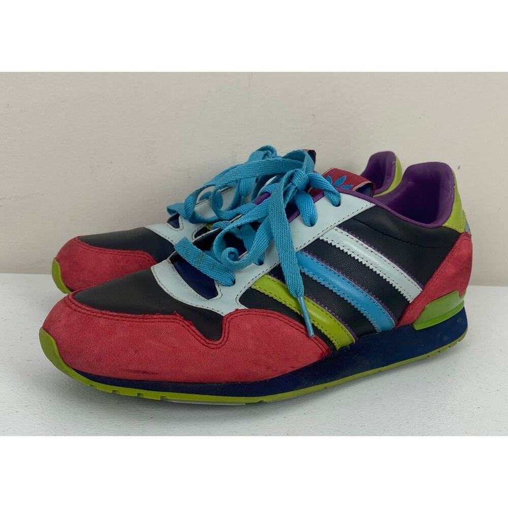 Youth Adidas ZXZ Plus Retro multi-color rainbow leather sneakers shoes, 5.5Y